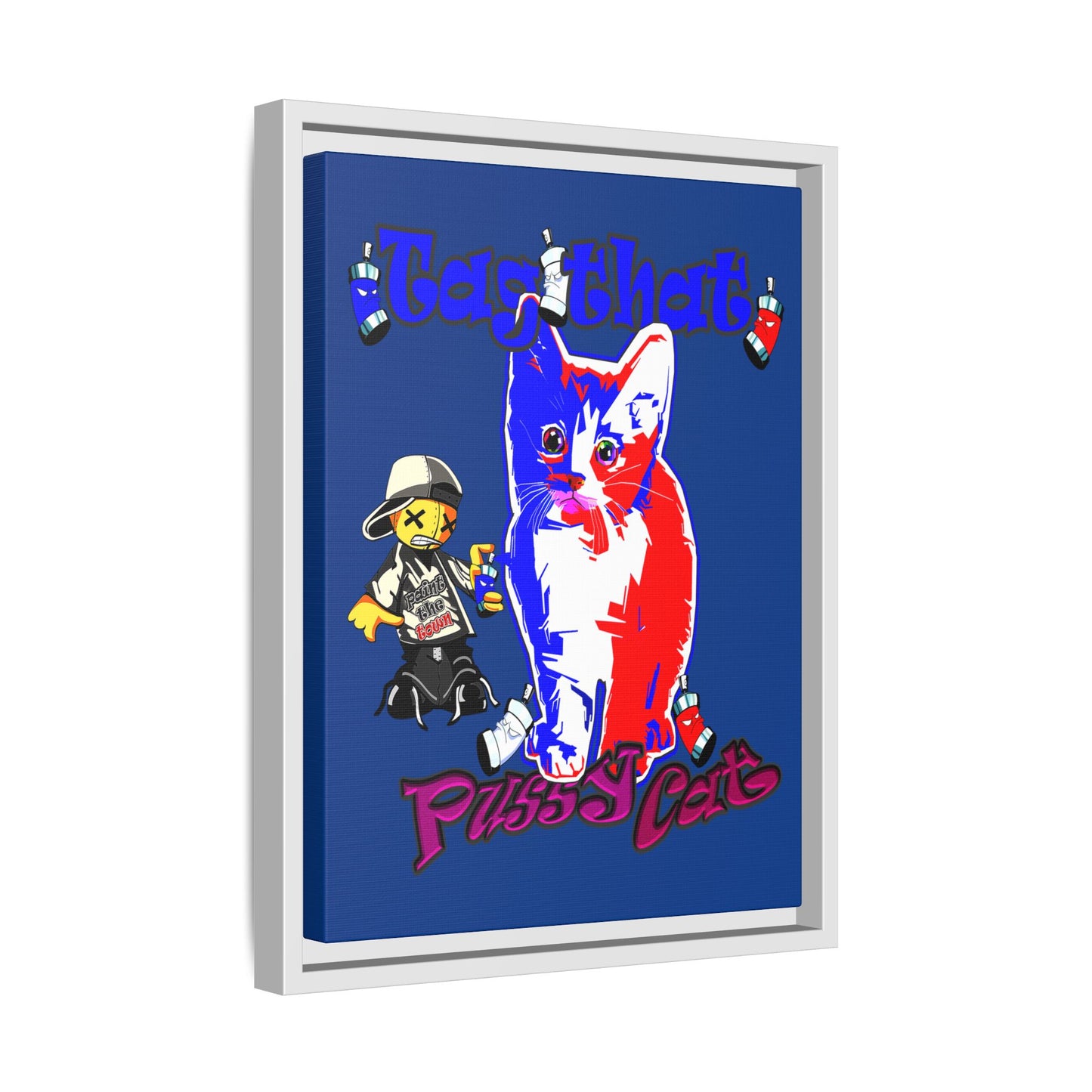 tag that - framed canvas art (dark blue)