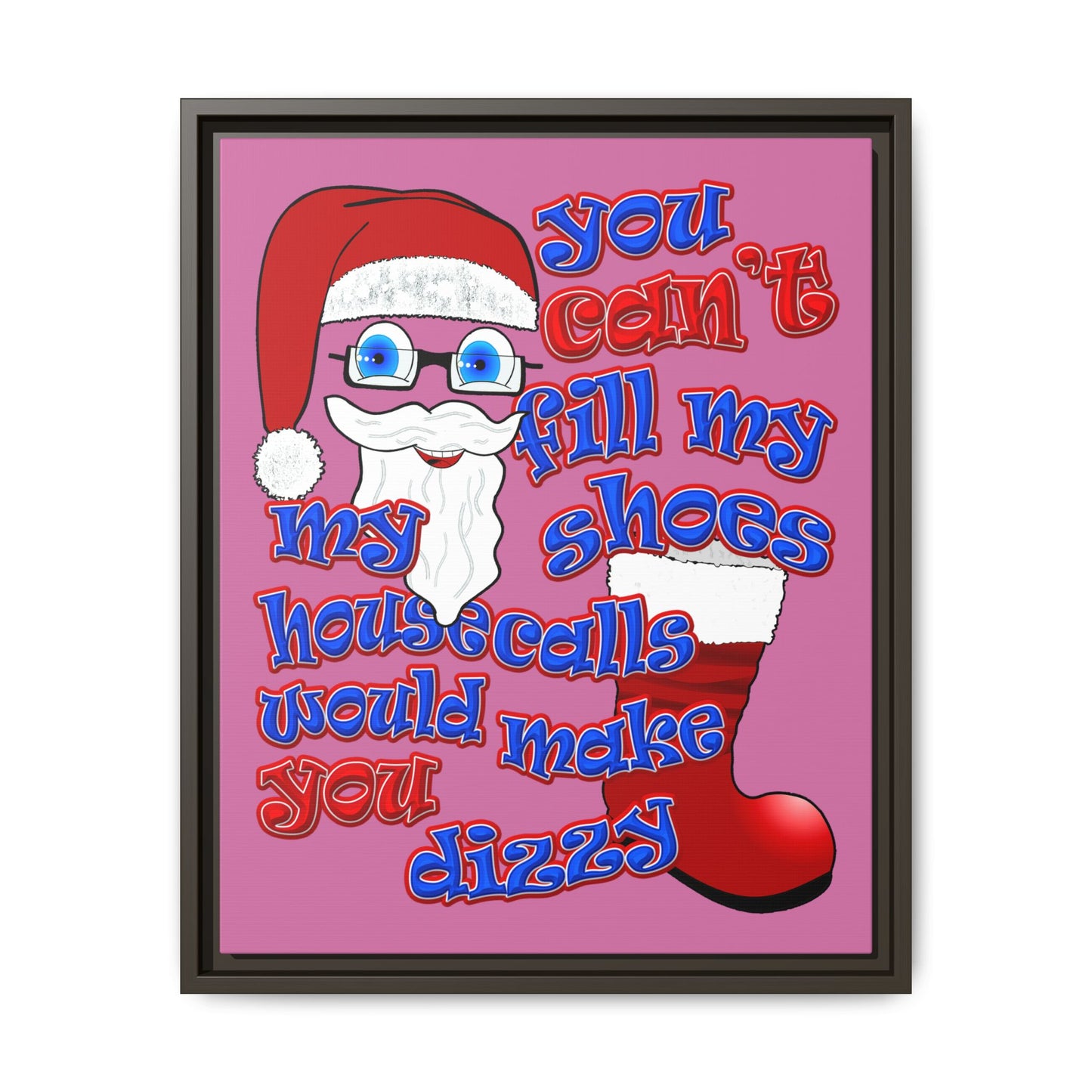 santa's shoes - framed canvas art (light pink)