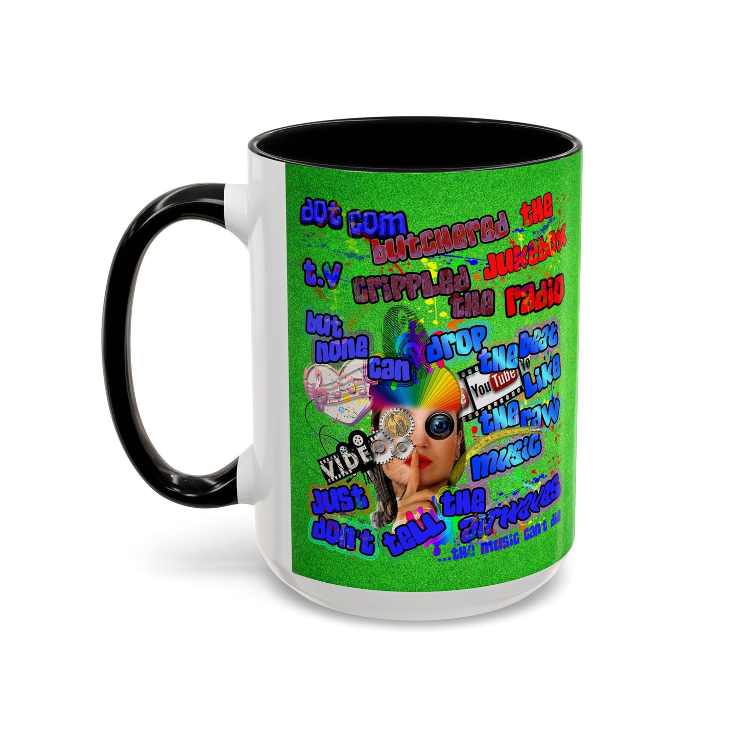 drop the beat - Accent Mug (green turf)