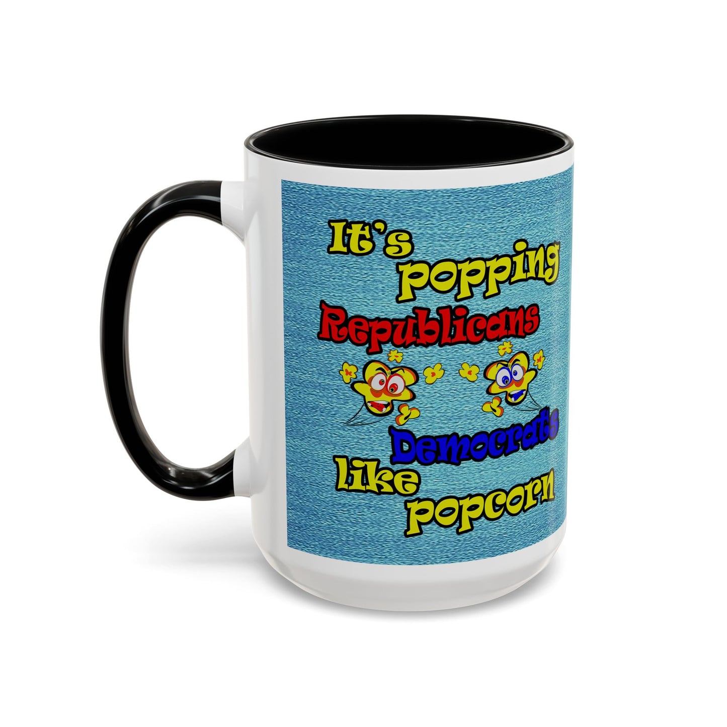 popping like popcorn - Accent Mug (faded dark blue)