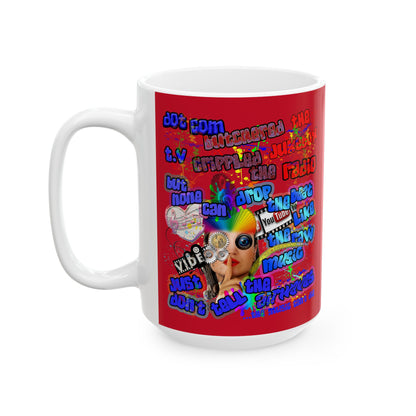 drop the beat - White Mug (dark red)