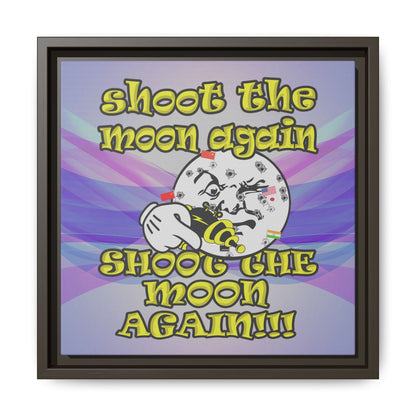 shoot the moon again - framed canvas art (light blue-pink wave)