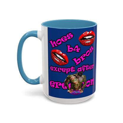 hoes b4 bros - Accent Mug (dark blue)