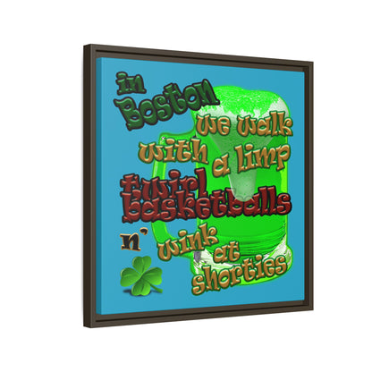 celtics logo - framed canvas art (turquoise)