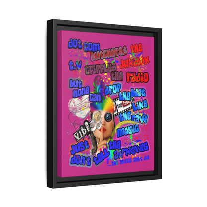 drop the beat - framed canvas art (pink)