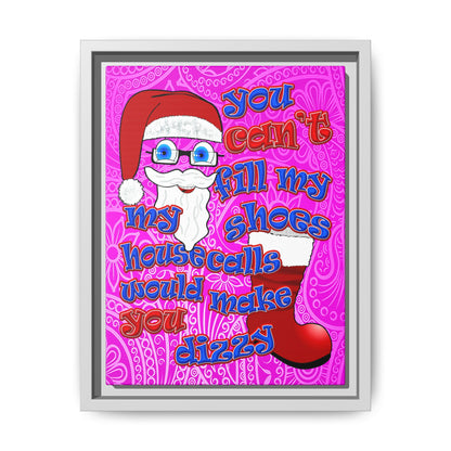 santa's shoes - framed canvas art (pink swirl)