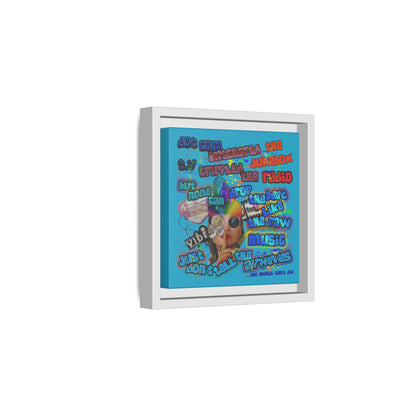 drop the beat - framed canvas art (turquoise)