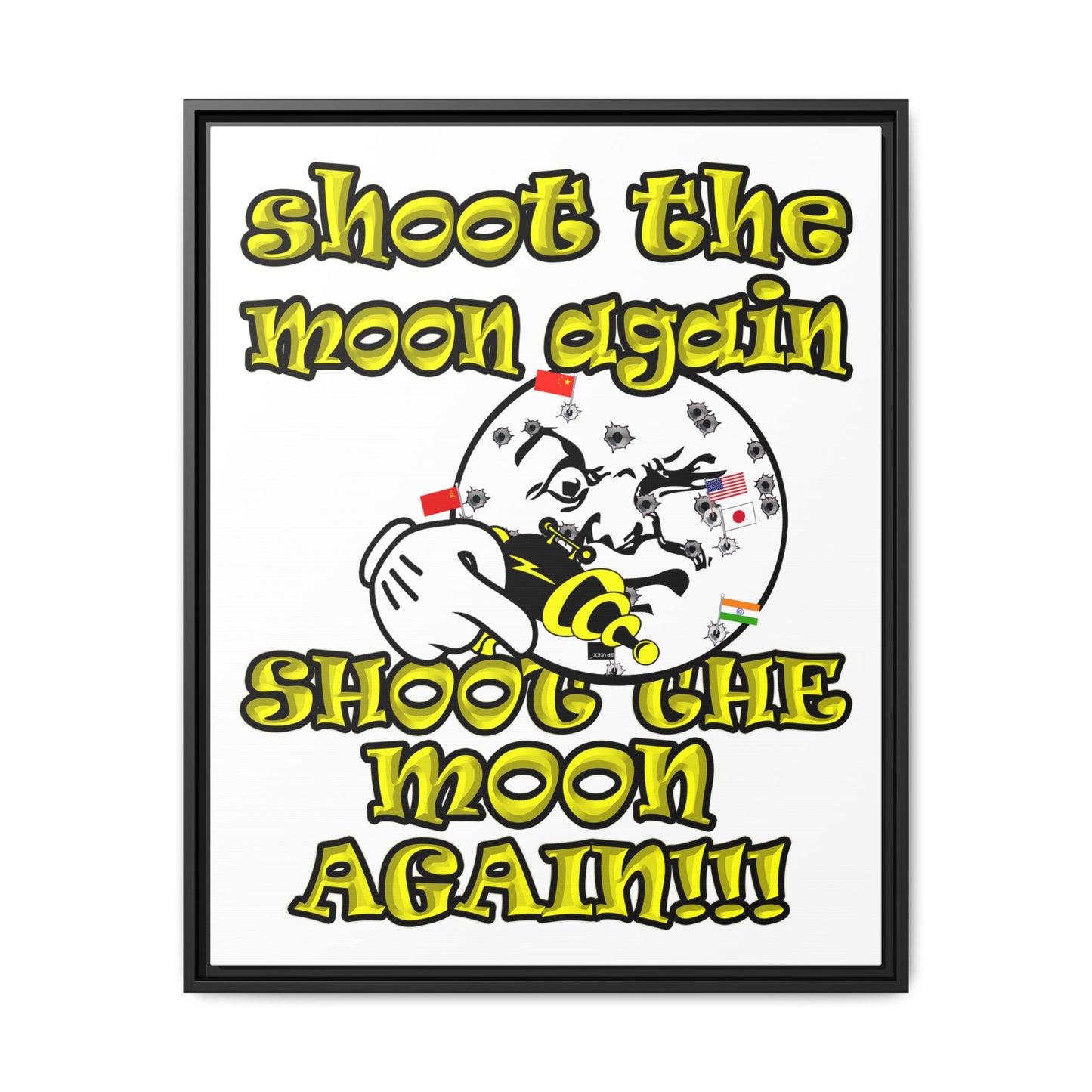 shoot the moon again - framed canvas art (white)