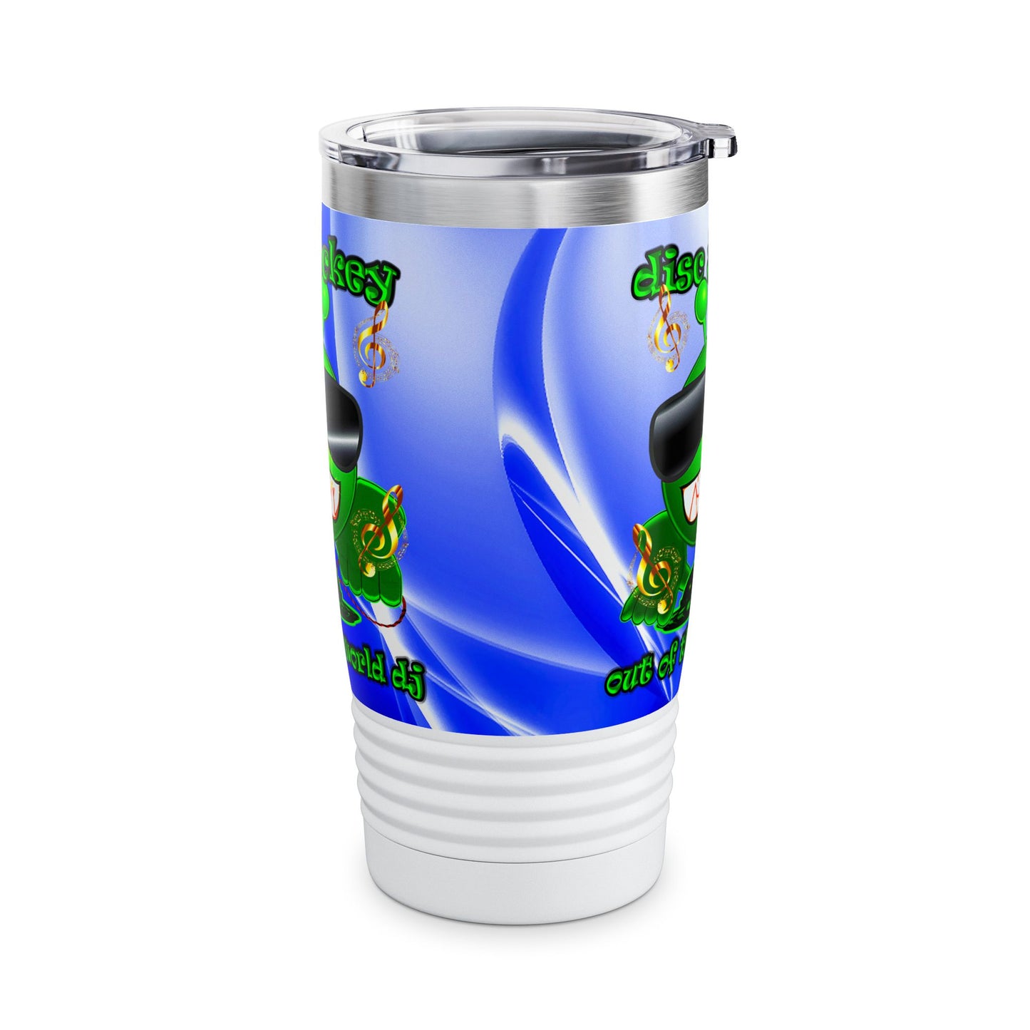 disc jockey - Ringneck Tumbler, 20oz (blue-white wave)