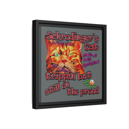 schrodinger's cat - framed canvas art (dark grey)