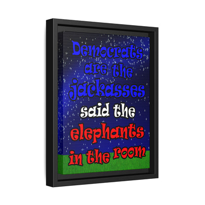 donkeys and elephants - framed canvas art ('snoops' background)