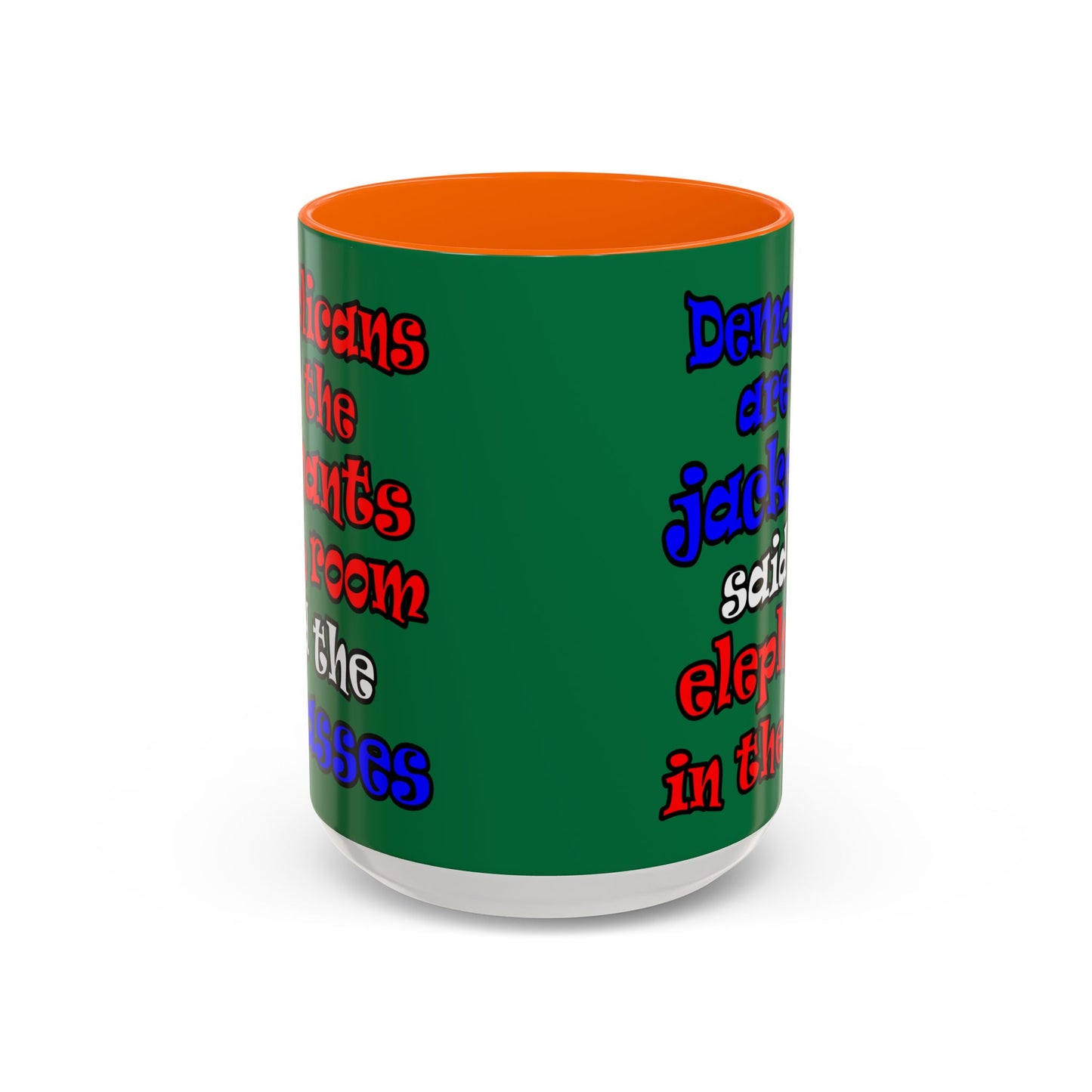 donkeys and elephants - Accent Mug (dark green)