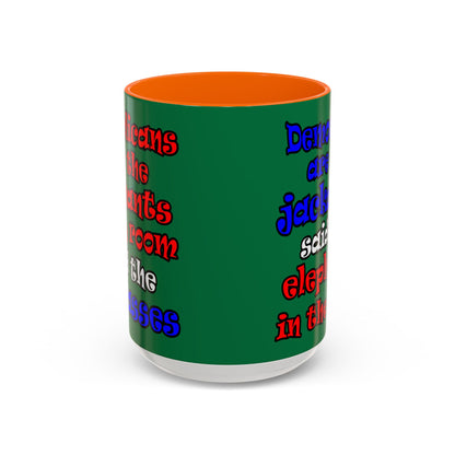 donkeys and elephants - Accent Mug (dark green)