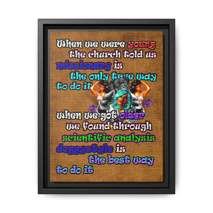 doggystyle - framed canvas art (brown papyrus)