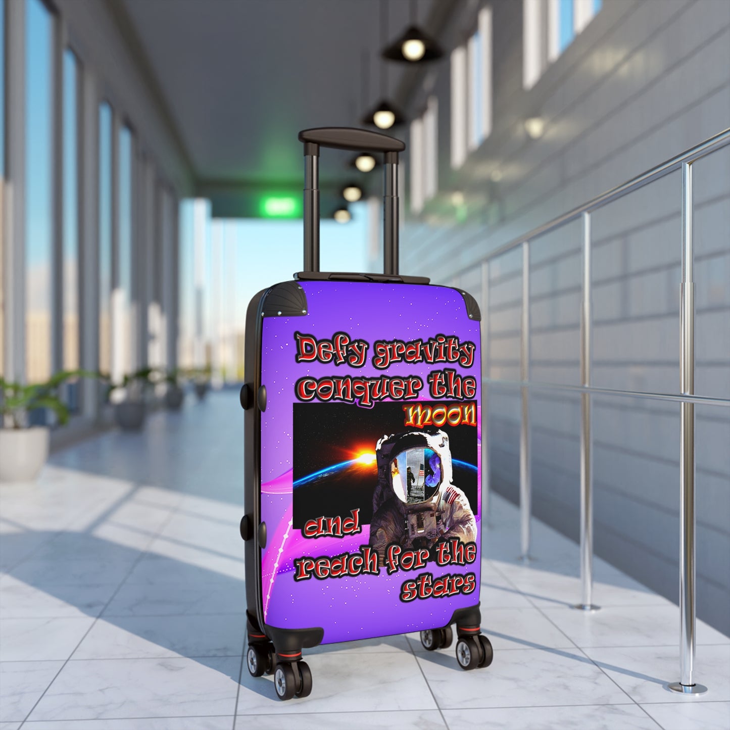 defy conquer reach - suitcase (purple-pink wave)