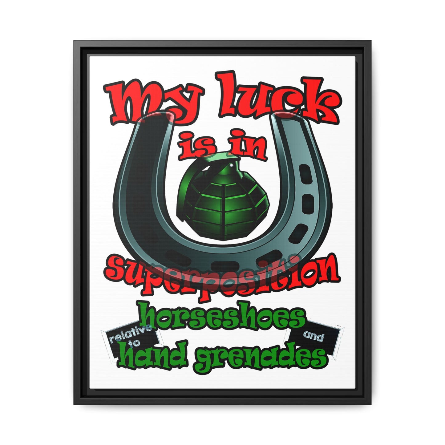 my luck - framed canvas art (white)