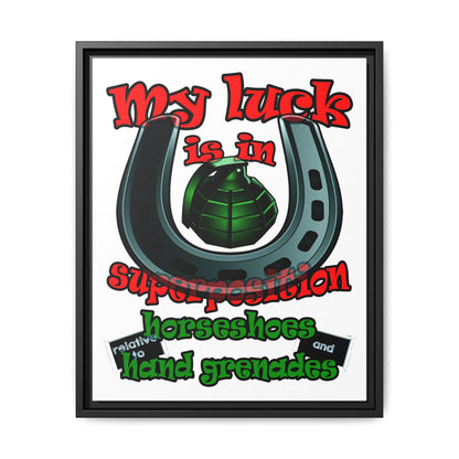 my luck - framed canvas art (white)