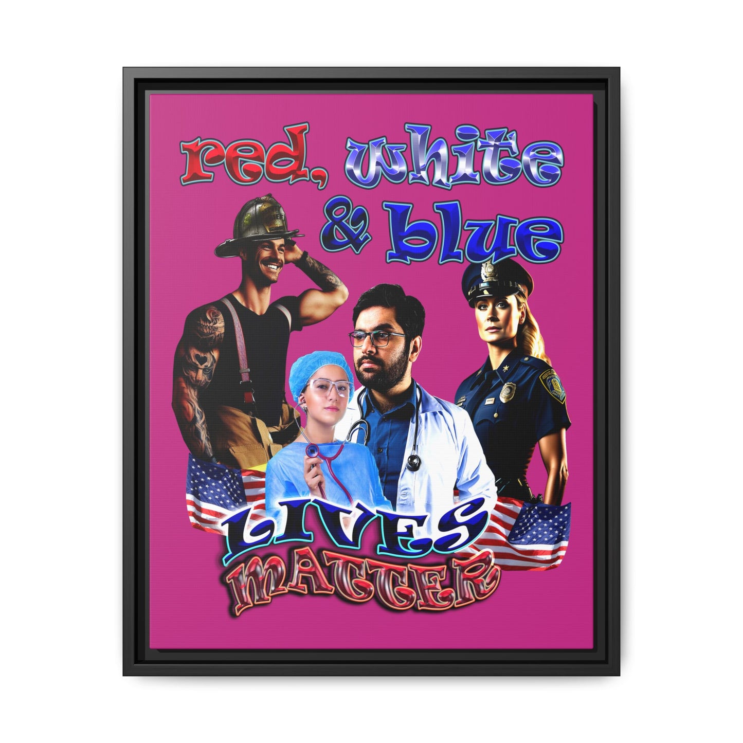 rw&b lives matter - framed canvas art (pink)