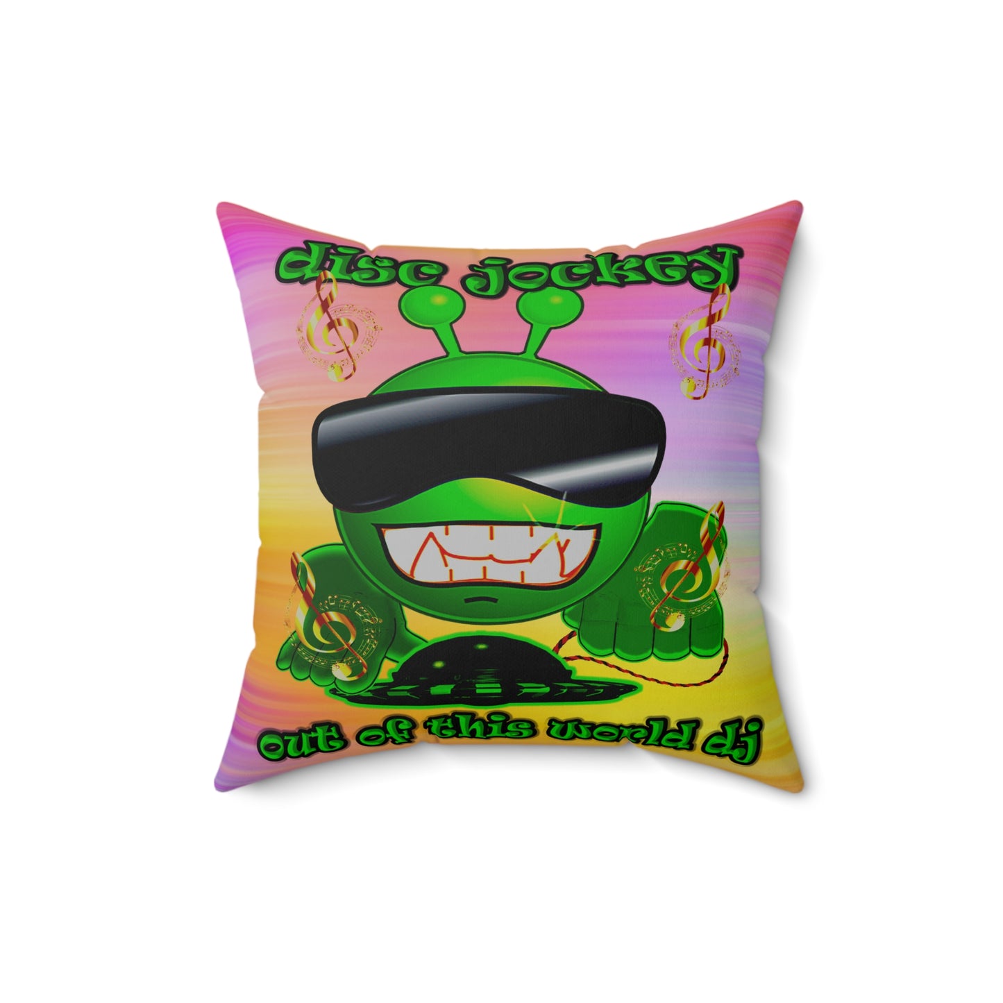 disc jockey - Spun Polyester Square Pillow - (color blur)