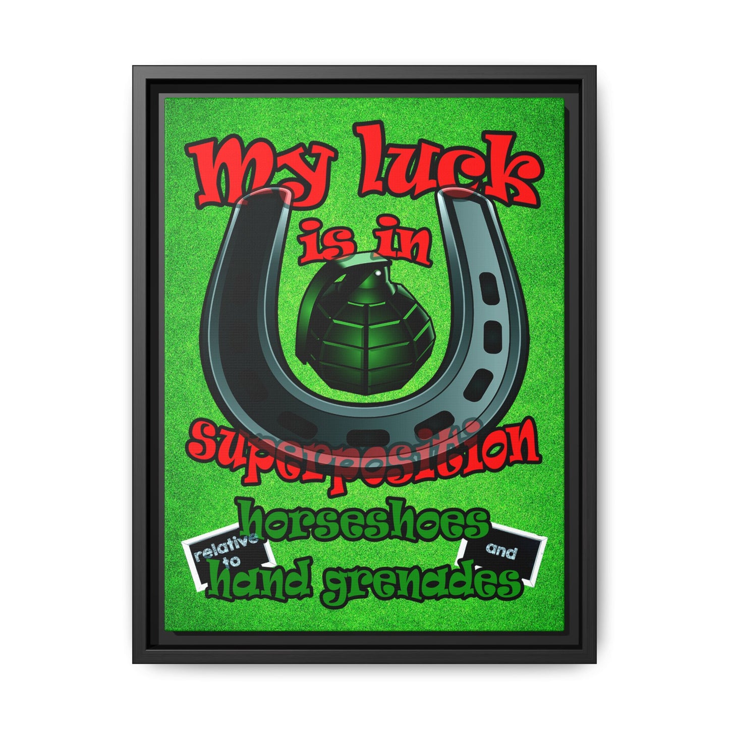 my luck - framed canvas art (green turf)