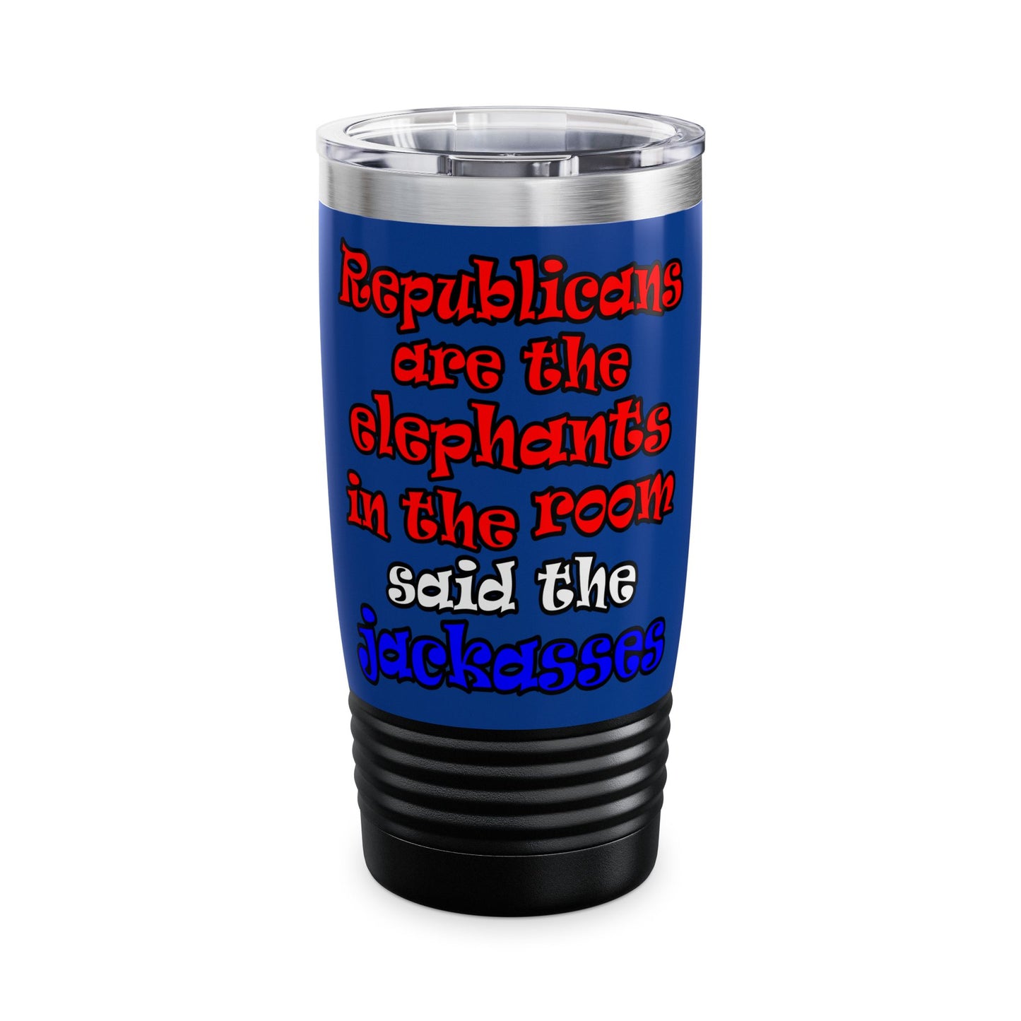 donkeys and elephants - Ringneck Tumbler, 20oz (dark blue)