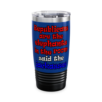 donkeys and elephants - Ringneck Tumbler, 20oz (dark blue)