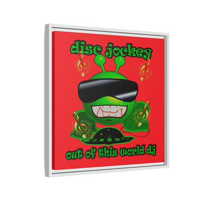 disc jockey - framed canvas art (red)