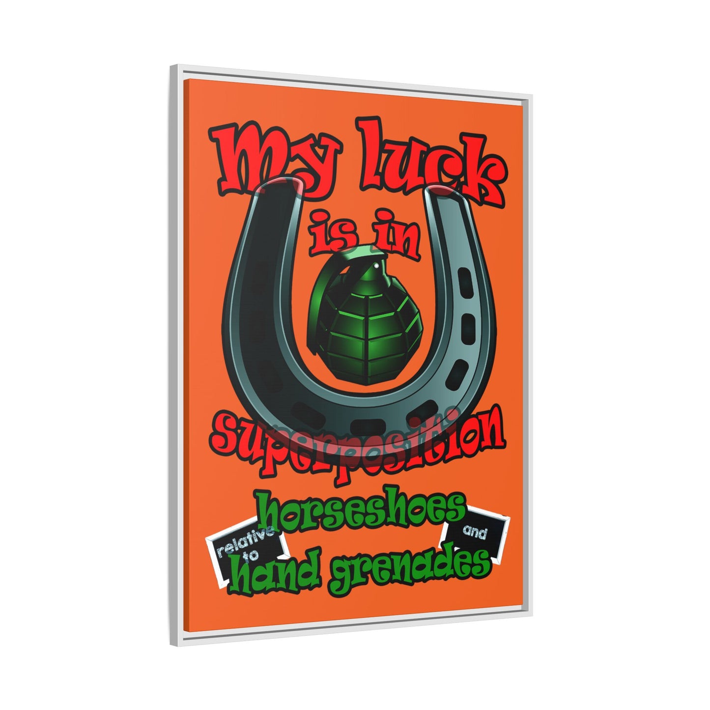 my luck - framed canvas art (orange)