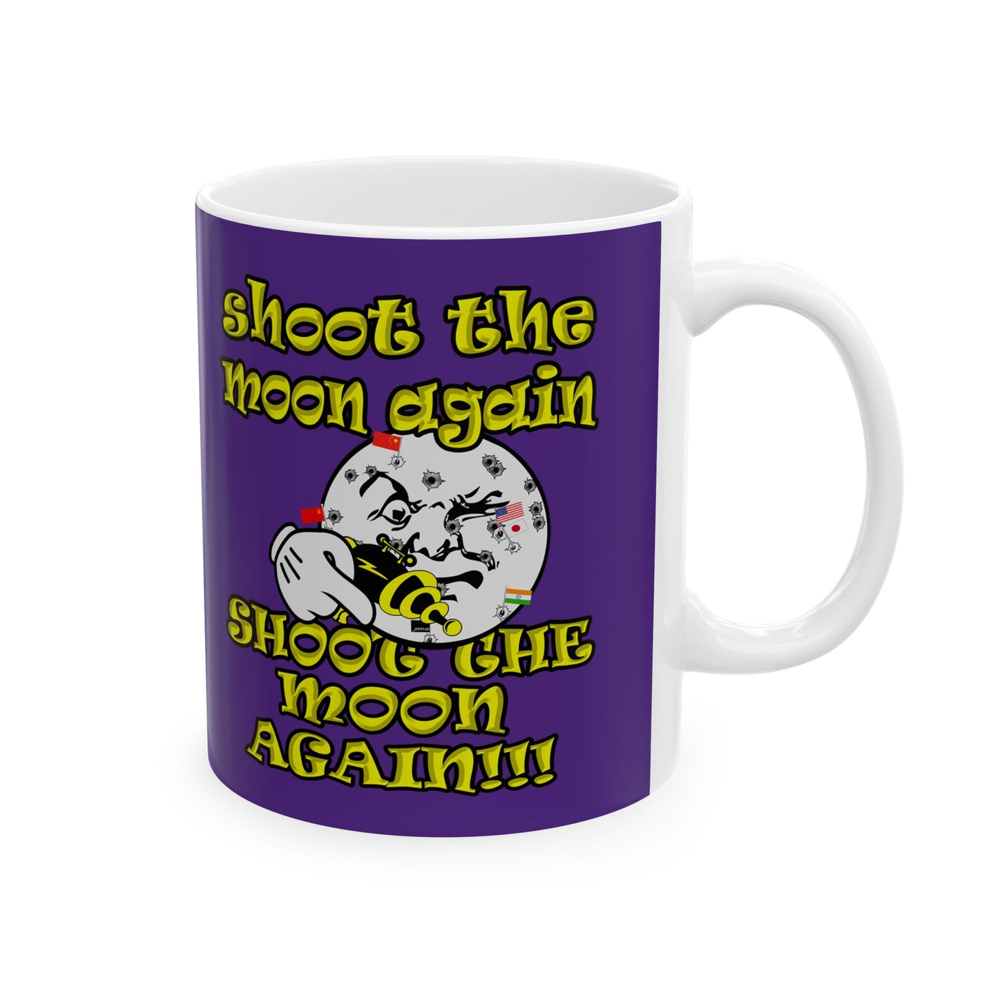 shoot the moon again - White Mug (purple)