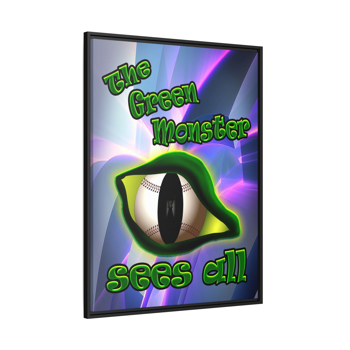 green monster - framed canvas art (grey-pink wave)