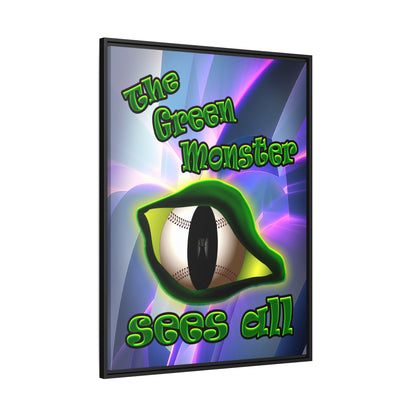 green monster - framed canvas art (grey-pink wave)