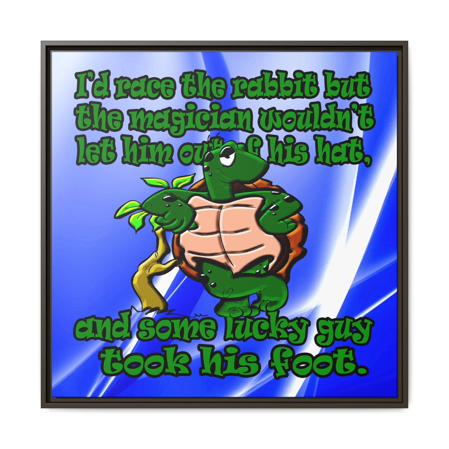 turtle race - framed canvas art (blue-white wave)