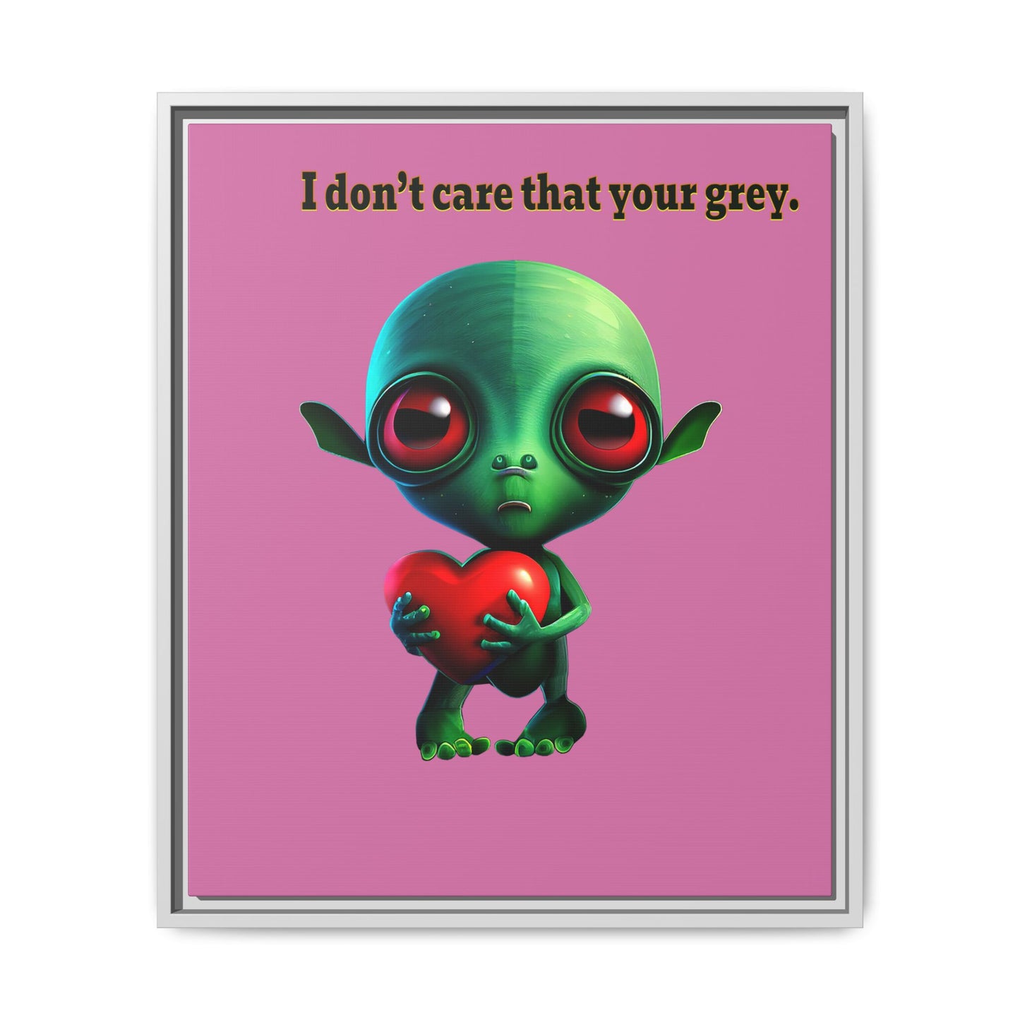 I don't care that your grey - framed canvas art (light pink)