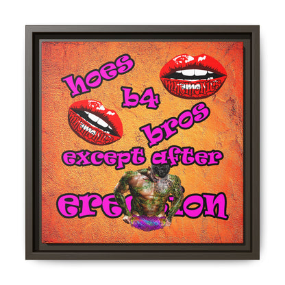hoes b4 bros - framed canvas art (burnt orange)