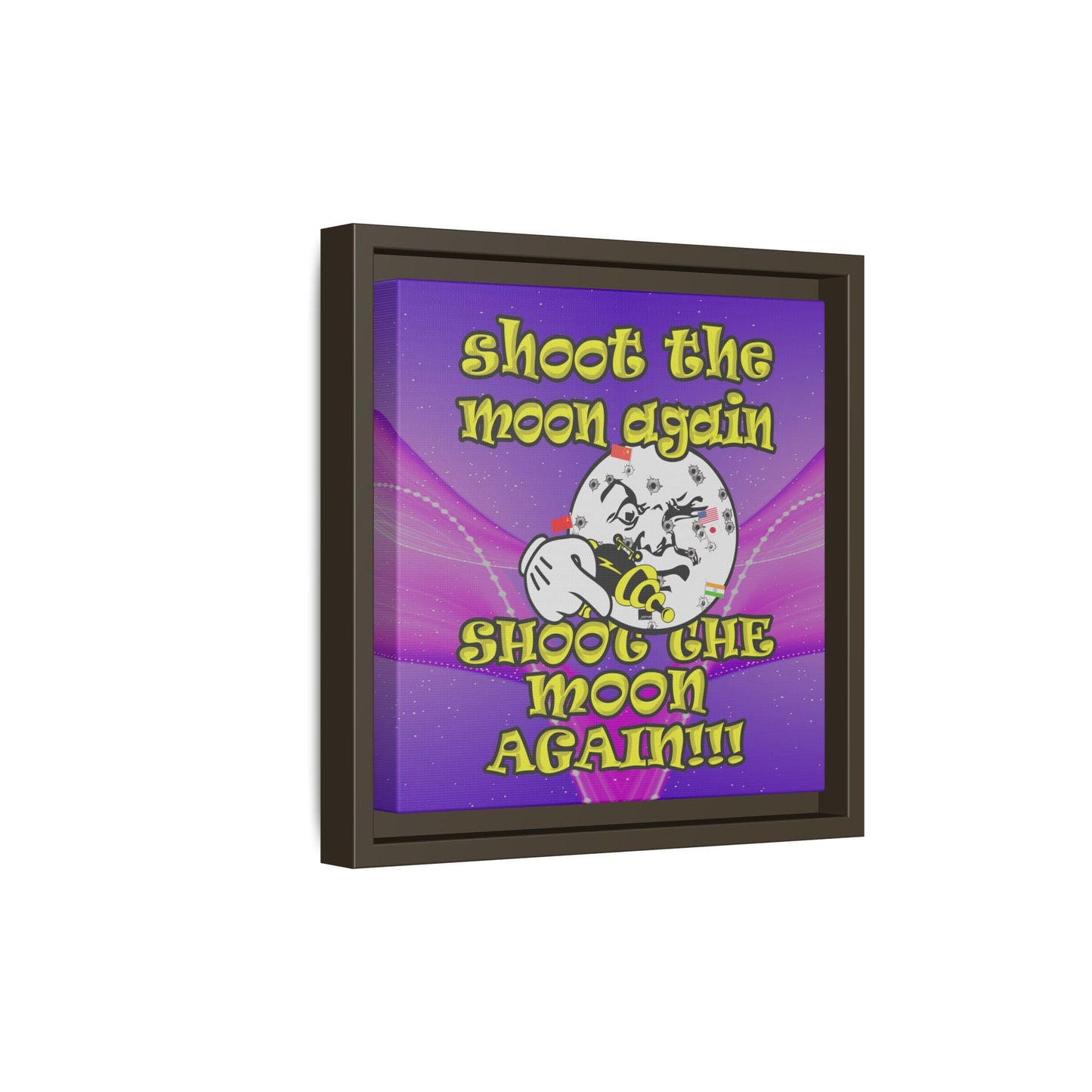 shoot the moon again - framed canvas art (purple-pink wave)