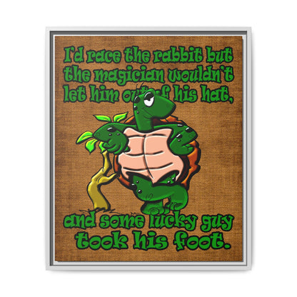 turtle race - framed canvas art (brown papyrus)
