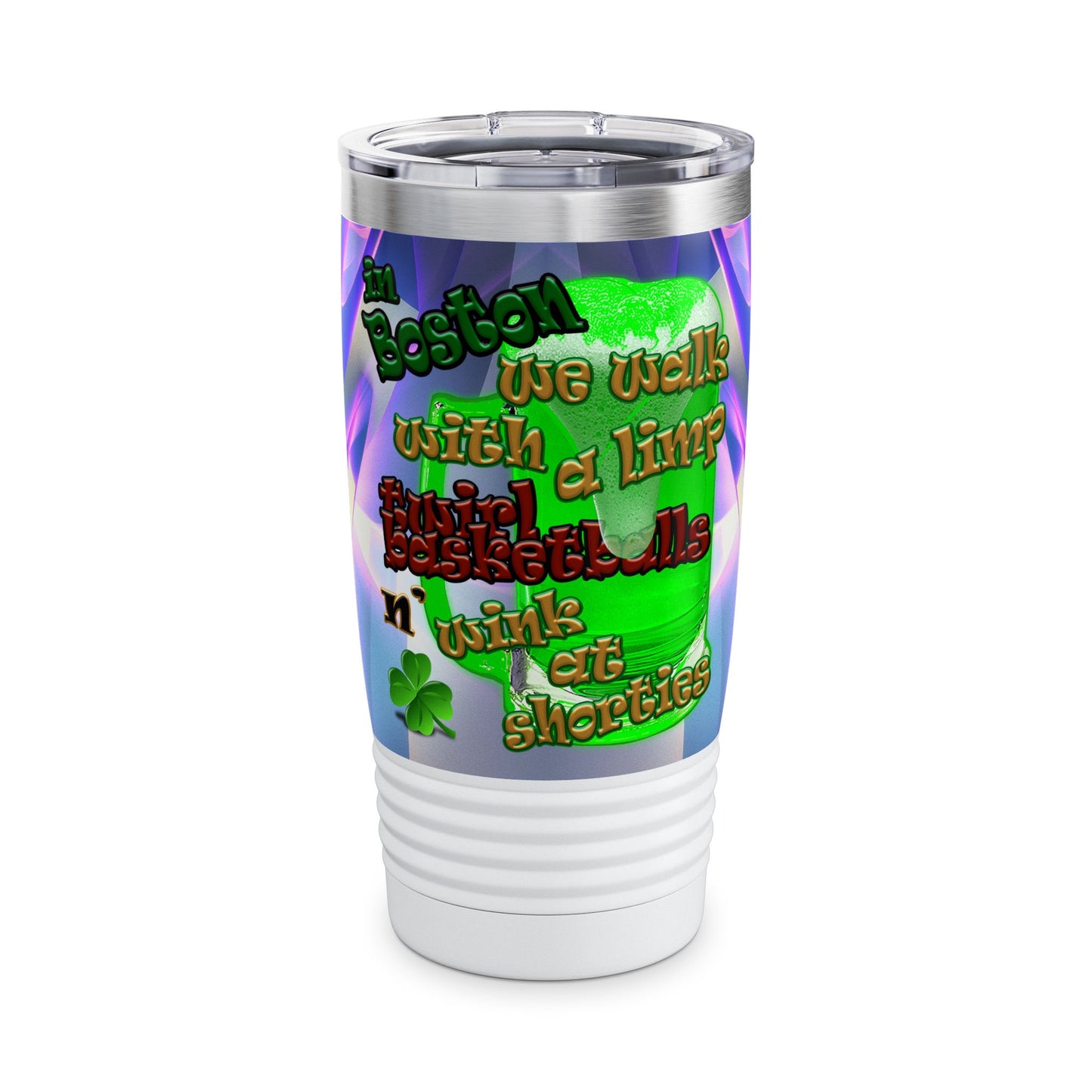 celtics logo - Ringneck Tumbler, 20oz (grey-pink wave)
