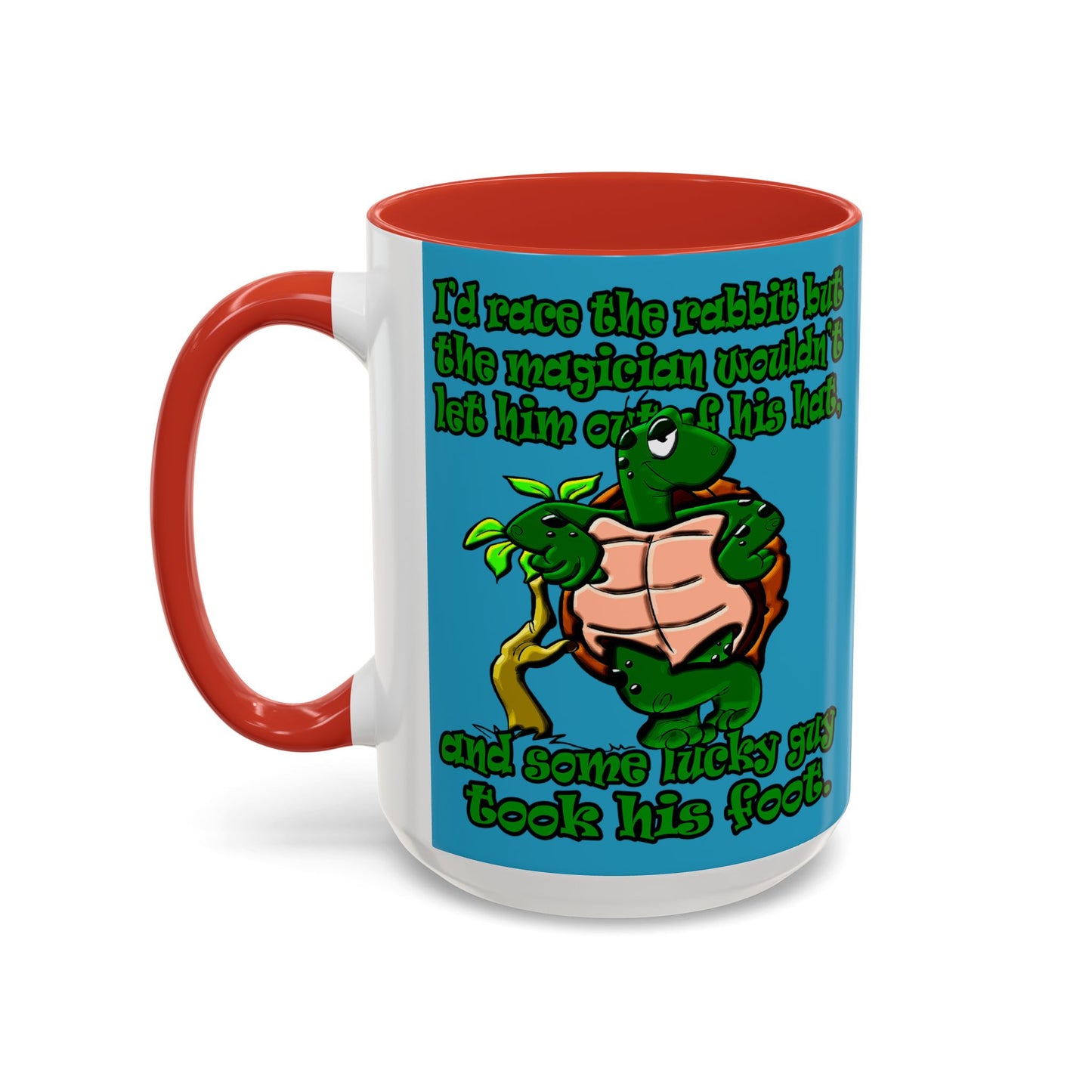 turtle race - Accent Mug (turquoise)