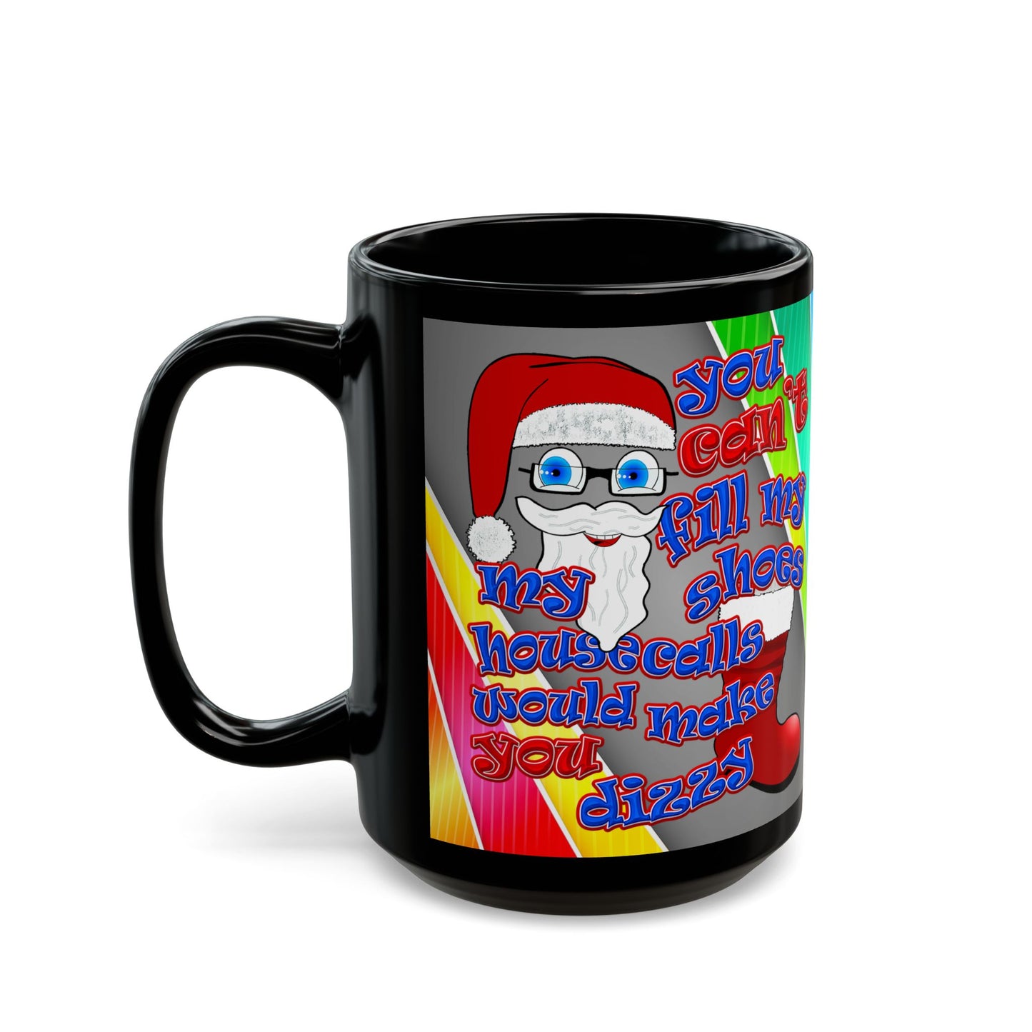 santa's shoes - Black Mug (rainbow split)