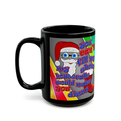 santa's shoes - Black Mug (rainbow split)