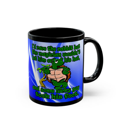 turtle race - Black Mug (blue-white wave)