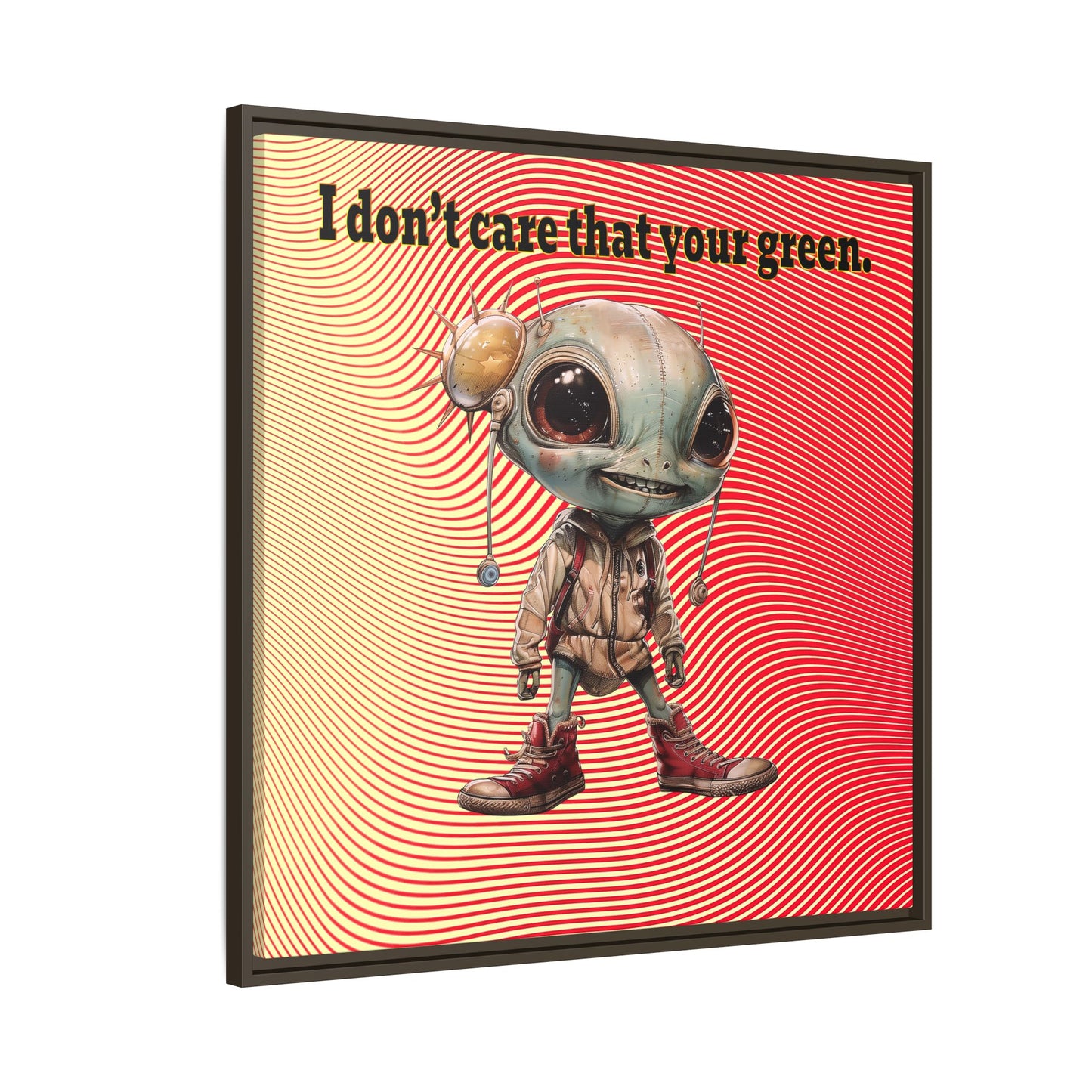 I don't care that your green - framed canvas art (yellow-orange wave)