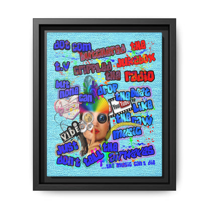 drop the beat - framed canvas art (faded blue)