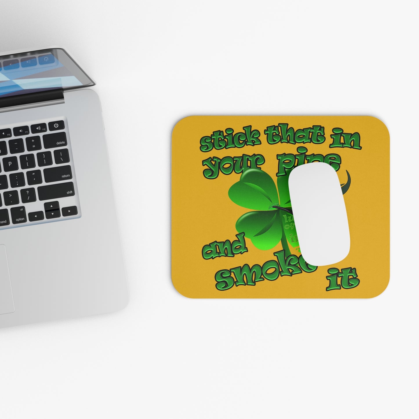 stick that in your pipe and smoke it - Mouse Pad (Rectangle) (yellow)