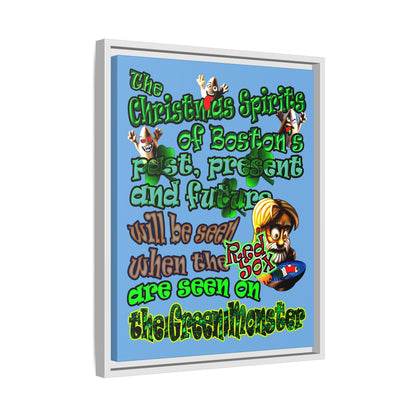 christmas spirits of boston - framed canvas art (light blue)