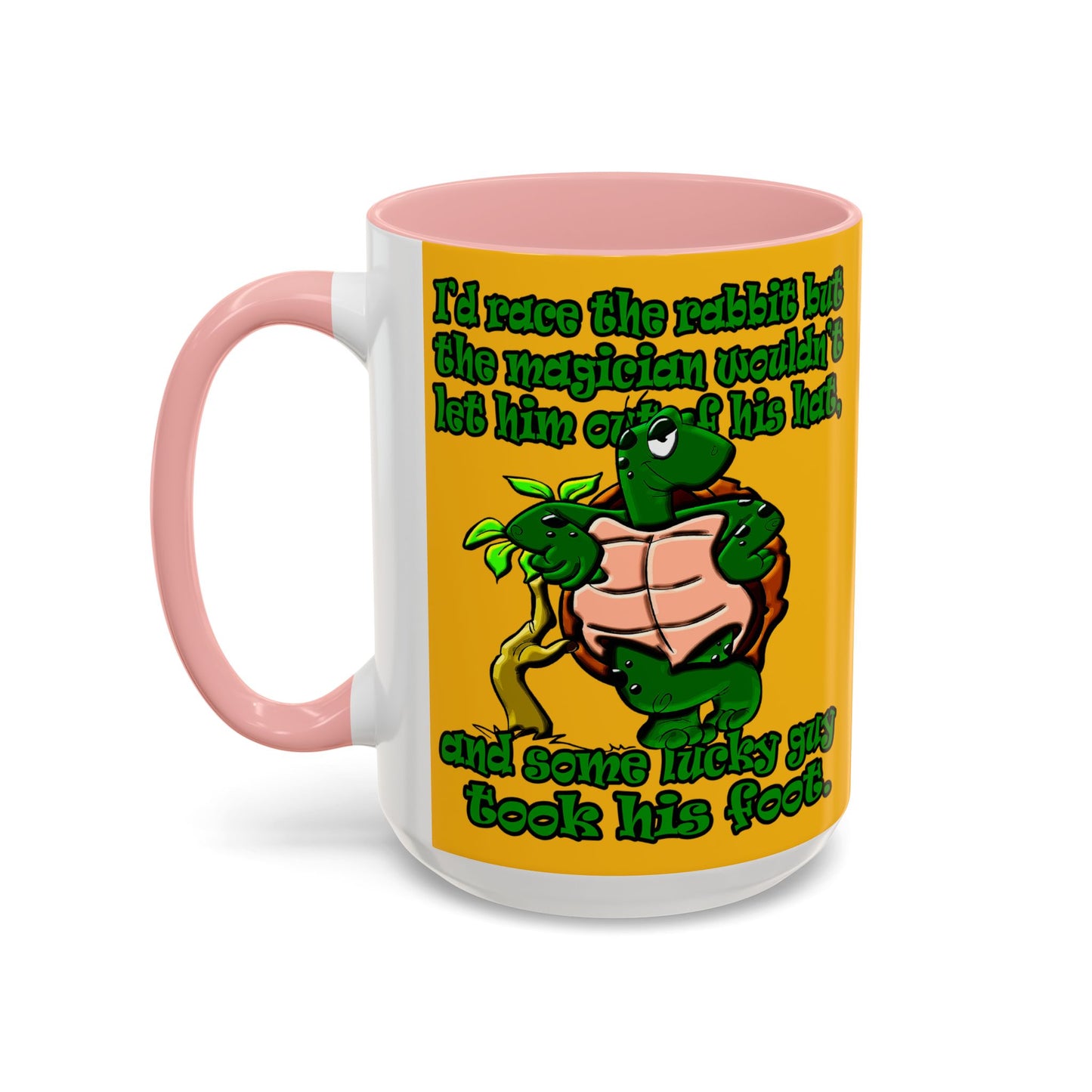 turtle race - Accent Mug (yellow)