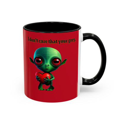 I don't care that your grey - Accent Mug (dark red)