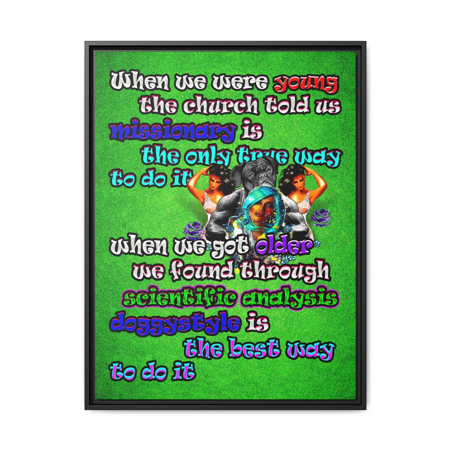doggystyle - framed canvas art (green turf)