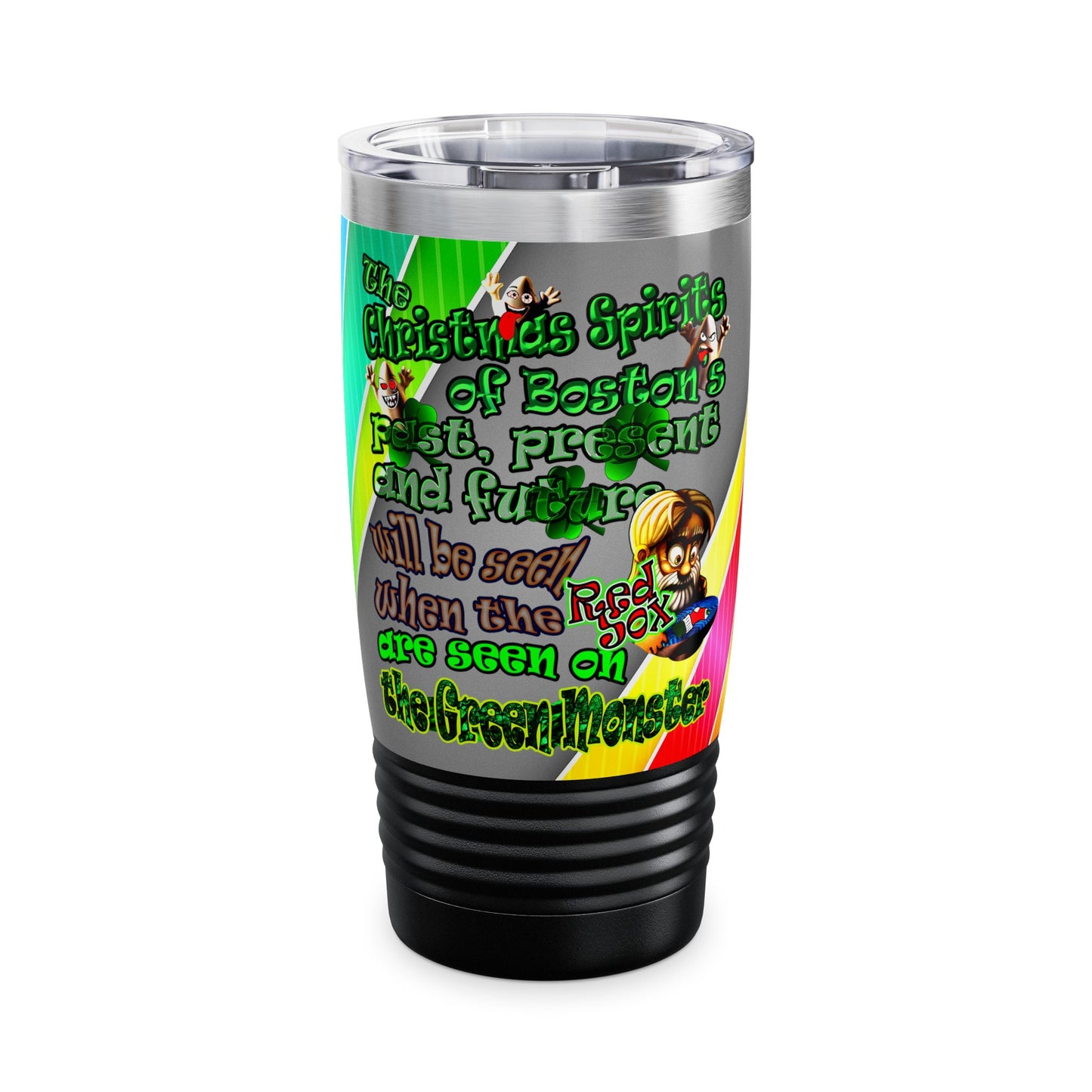 christmas spirits of boston - Ringneck Tumbler, 20oz (rainbow split)