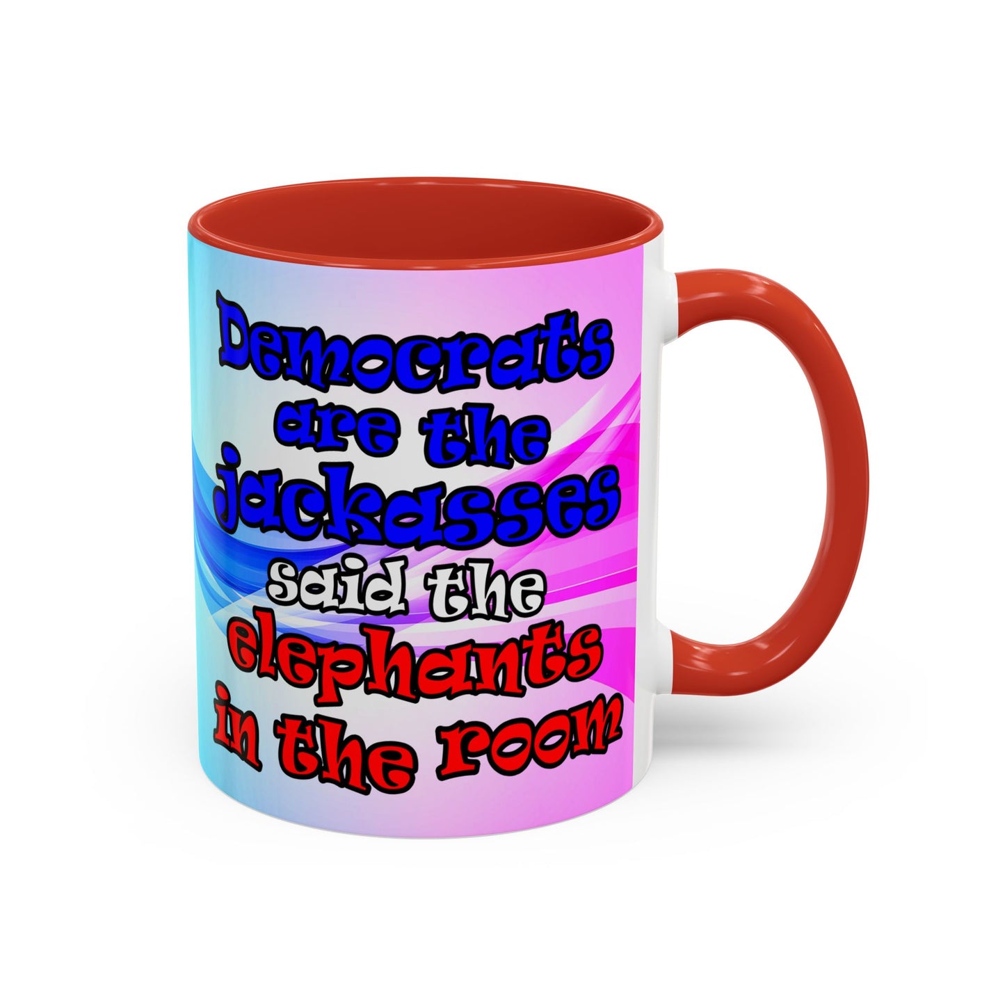 donkeys and elephants - Accent Mug (light blue-pink wave)